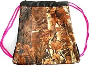 13 inch Explorer Tactical Camo Chik Pink trim Drawstring Backpack