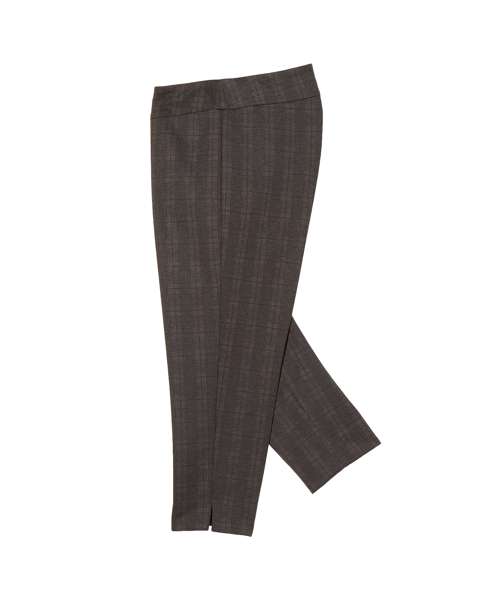 Alba Patterned Slim Compression Ankle Pant | Charcoal Grey / Burgundy