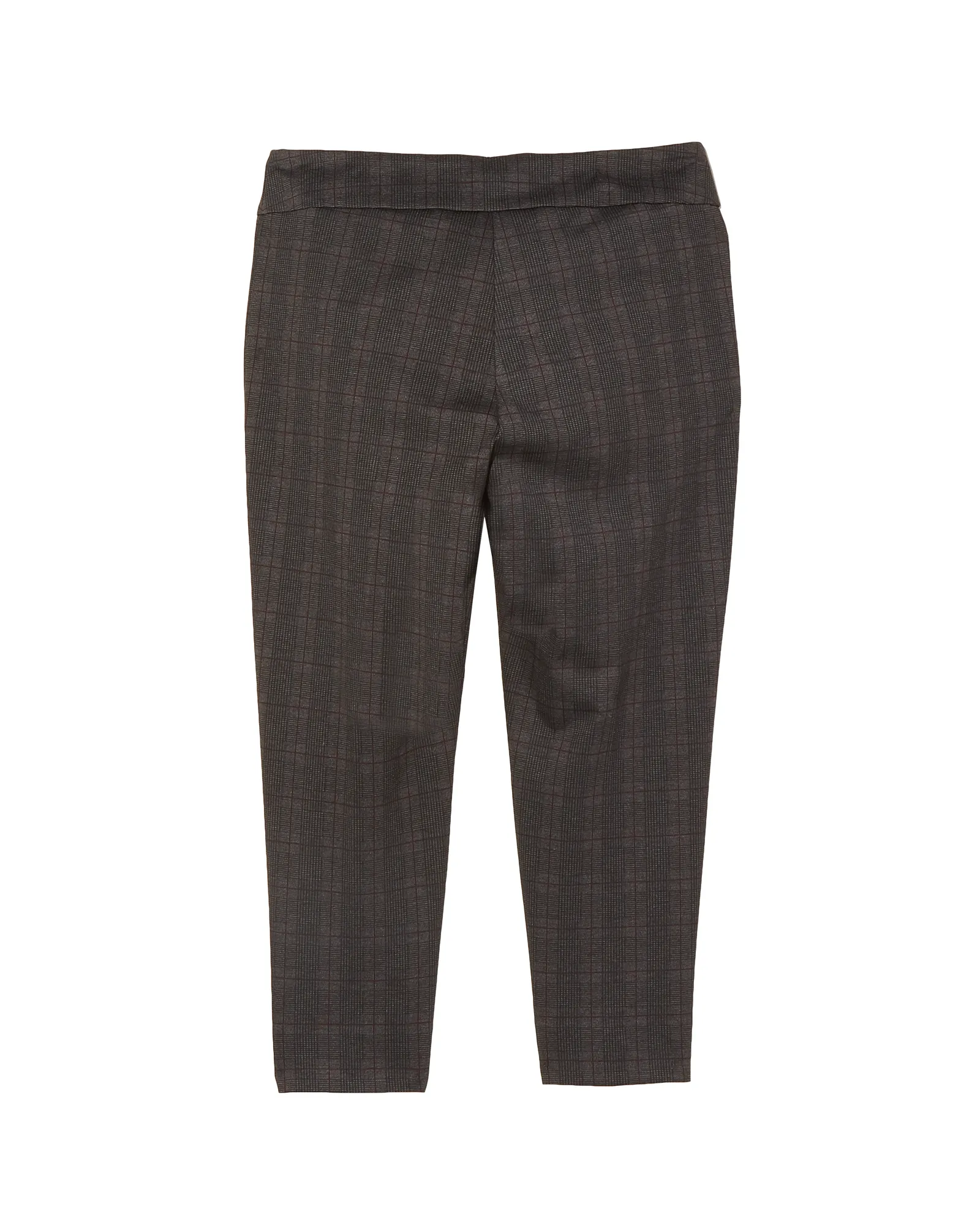 Alba Patterned Slim Compression Ankle Pant | Charcoal Grey / Burgundy