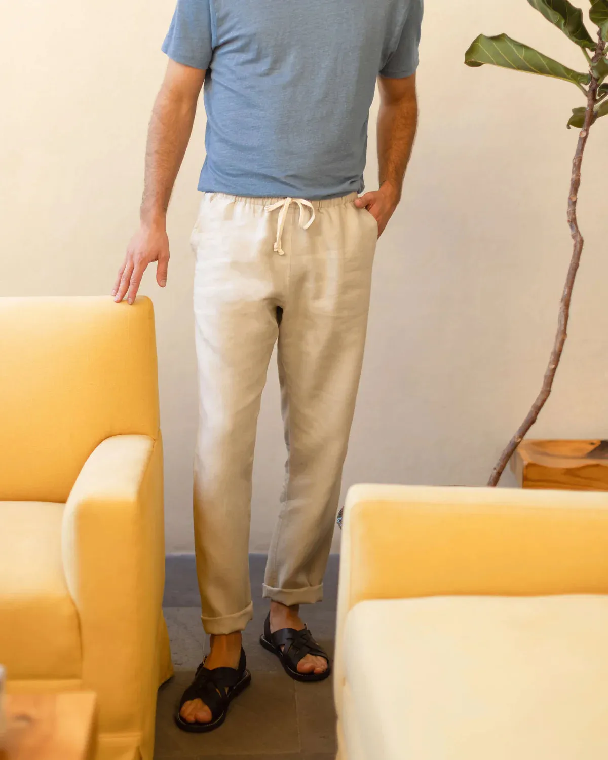 Alex Crane Bone Bo Linen Pant