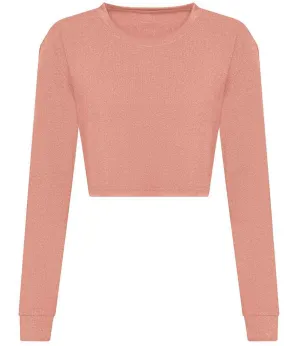 AWDis Ladies Long Sleeve Cropped T-Shirt | Dusty Pink