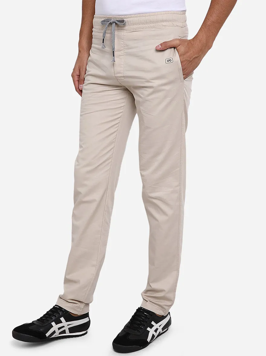 Beige Solid Regular Fit Track Pant | JadeBlue