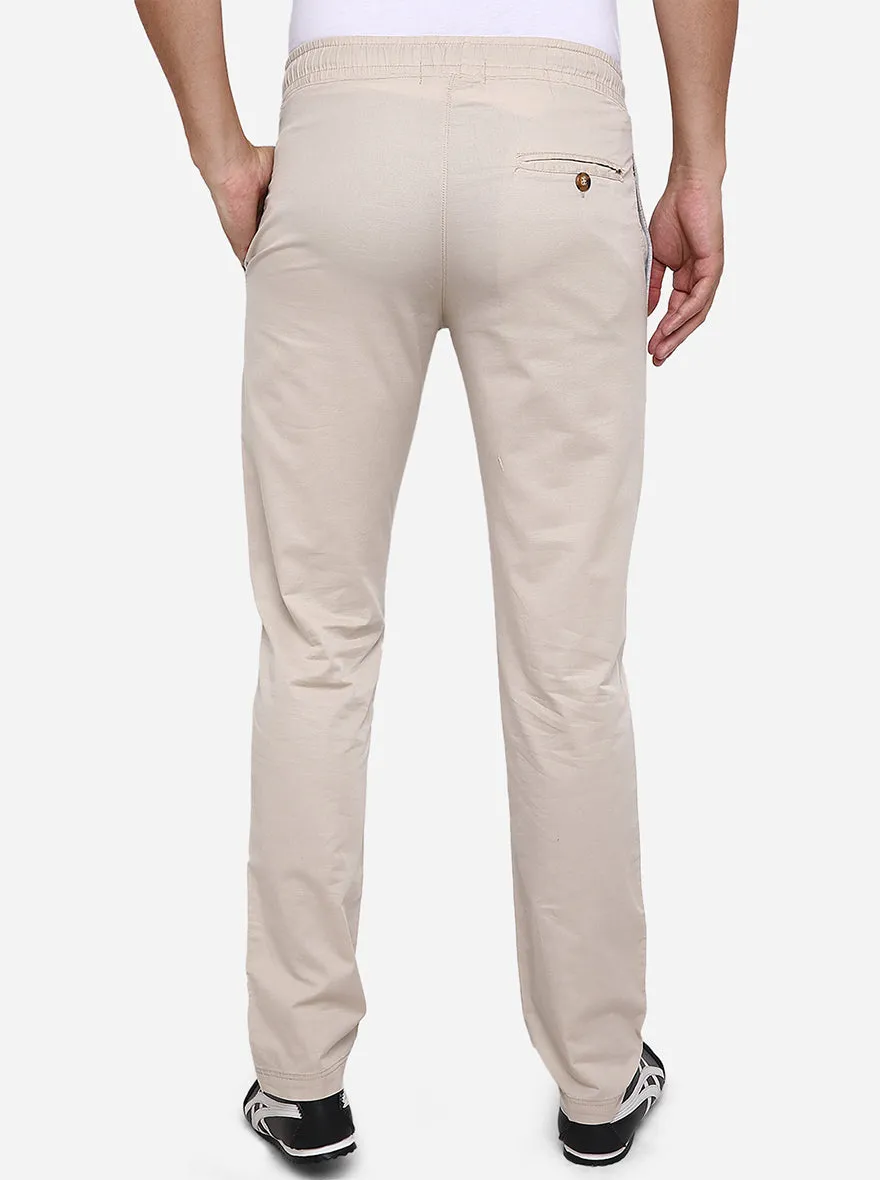 Beige Solid Regular Fit Track Pant | JadeBlue