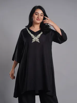 Black Rayon Kurti - Farfalle