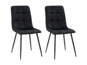 Black Velvet Upholstered Dining Chairs, Set of 2