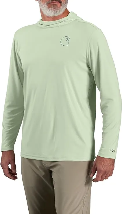 Carhartt Men's Force Sun Defender Lightweight Long-Sleeve Hooded Logo Graphic T-Shirt