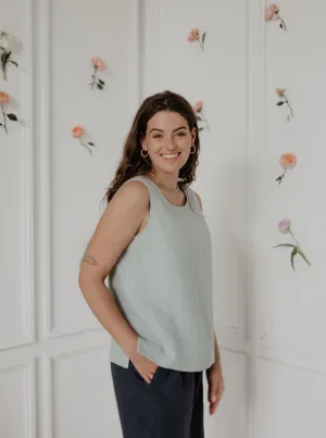 Classical linen top COLETTE - Sage Green