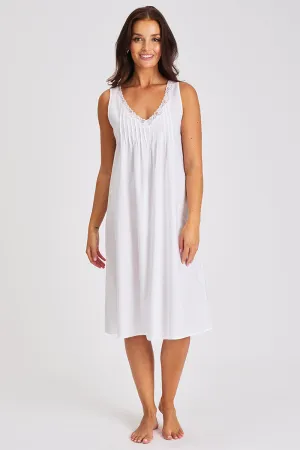 Cotton Spot Built Up Shoulder Nightie White