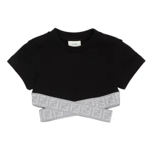 Fendi Black & Silver Crop Top