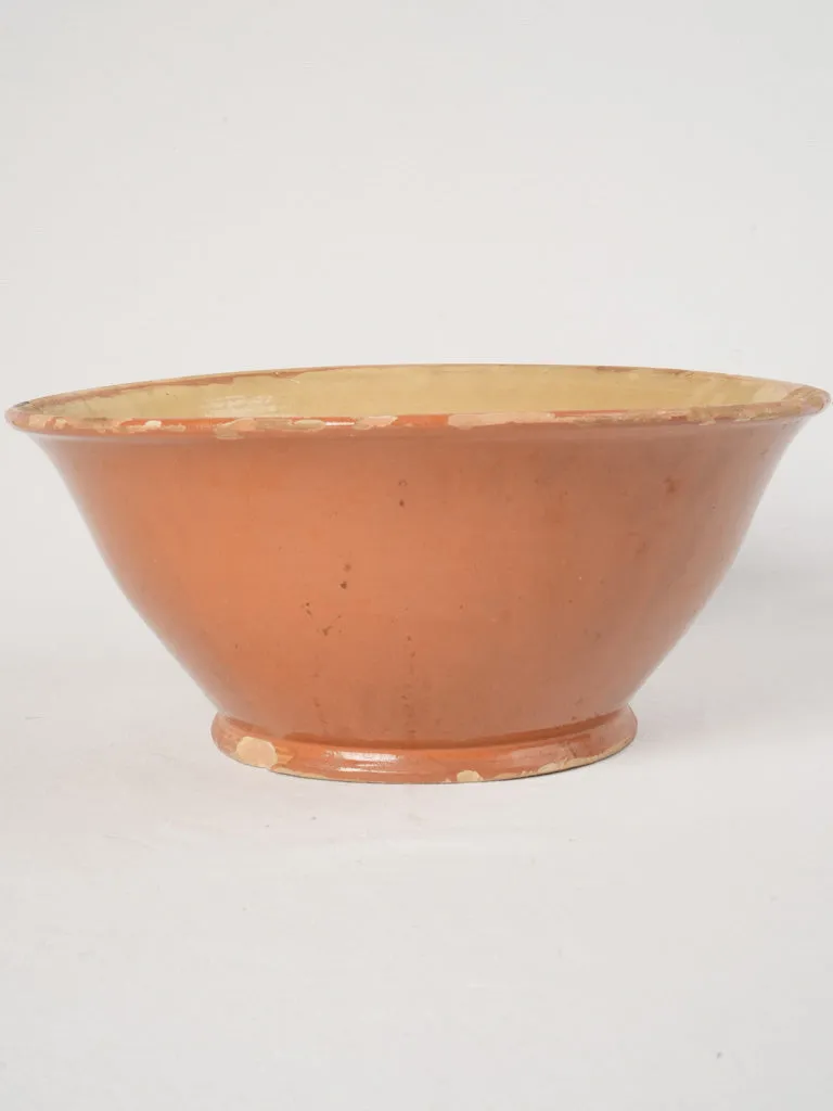 Large Antique Terracotta Mixing Bowl with Ochre Glaze, 15¾"