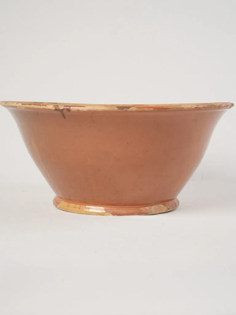 Large Antique Terracotta Mixing Bowl with Ochre Glaze, 15¾"