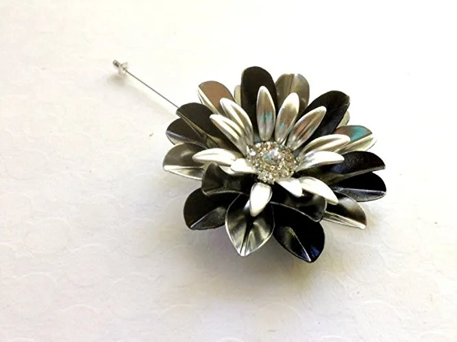 Large Black and Silver Lapel Pin