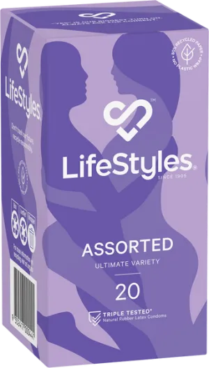 Lifestyles Assorted Condoms Easy fit Classic Fit 53mm  - Pack of 20