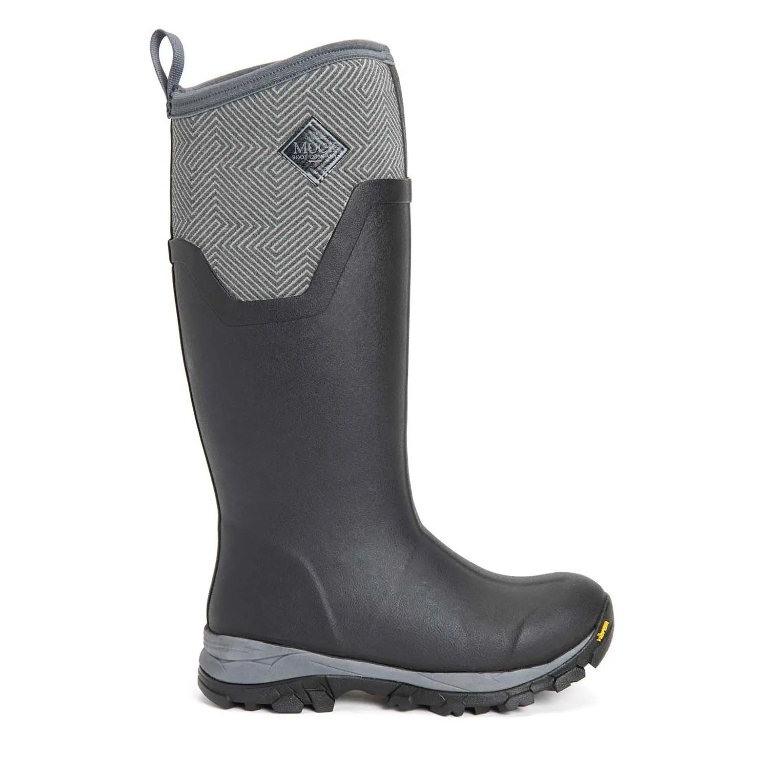 Muck Boots Arctic Ice Tall Rubber Black/Grey Geometric Wellington Boots