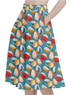 Retro Beach Balls Full Circle Skirt