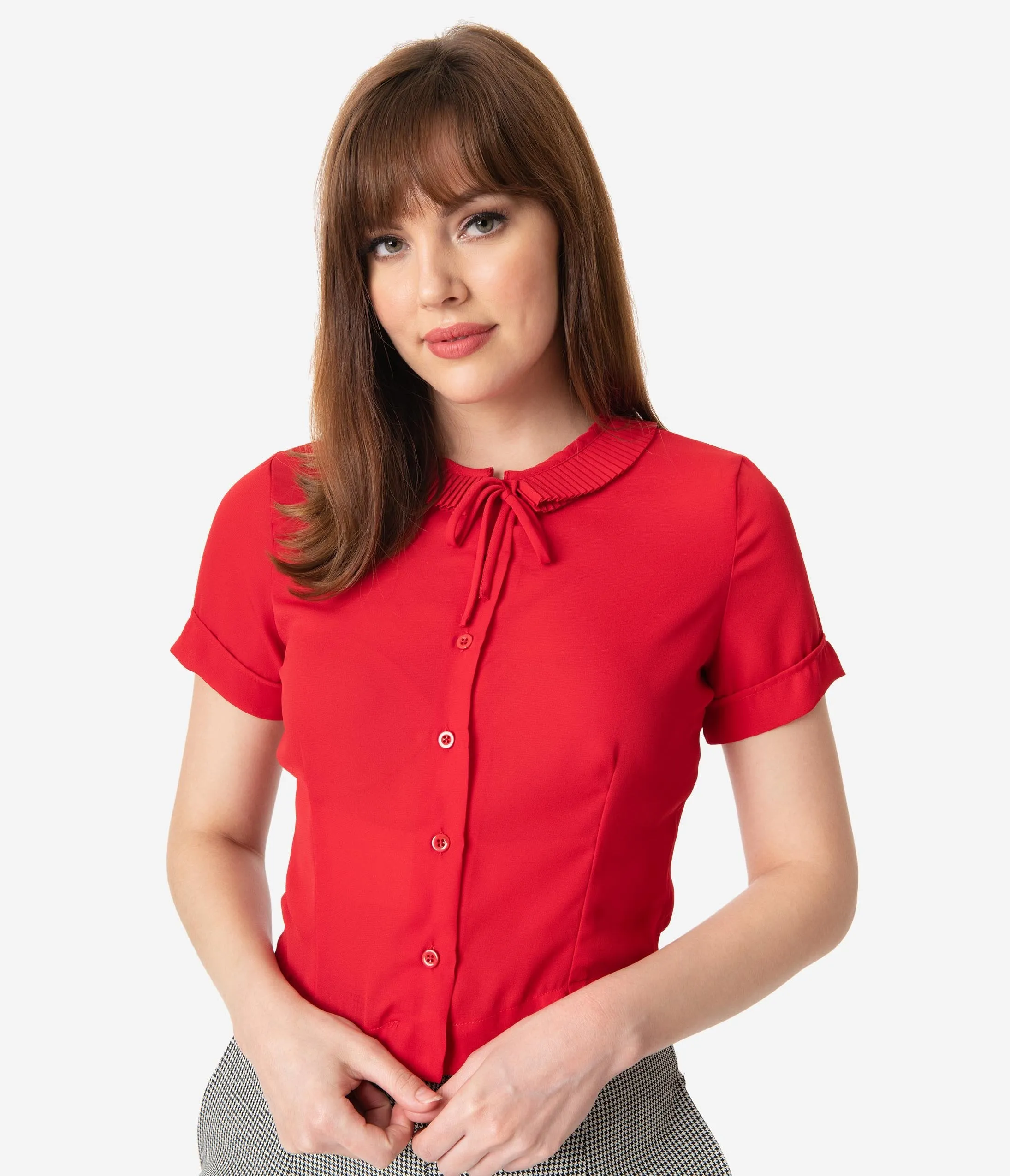 Retro Style Red Ingrid Crop Blouse