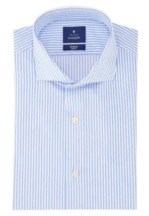 Slim fit COOLMAX striped shirt in 120's fabric made of blended cotton