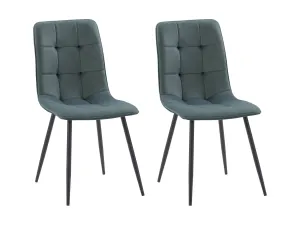 Teal Grey Velvet Upholstered Dining Chairs, Set of 2