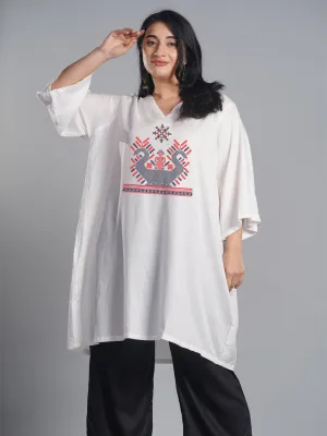 White Rayon Kurti - Hansa