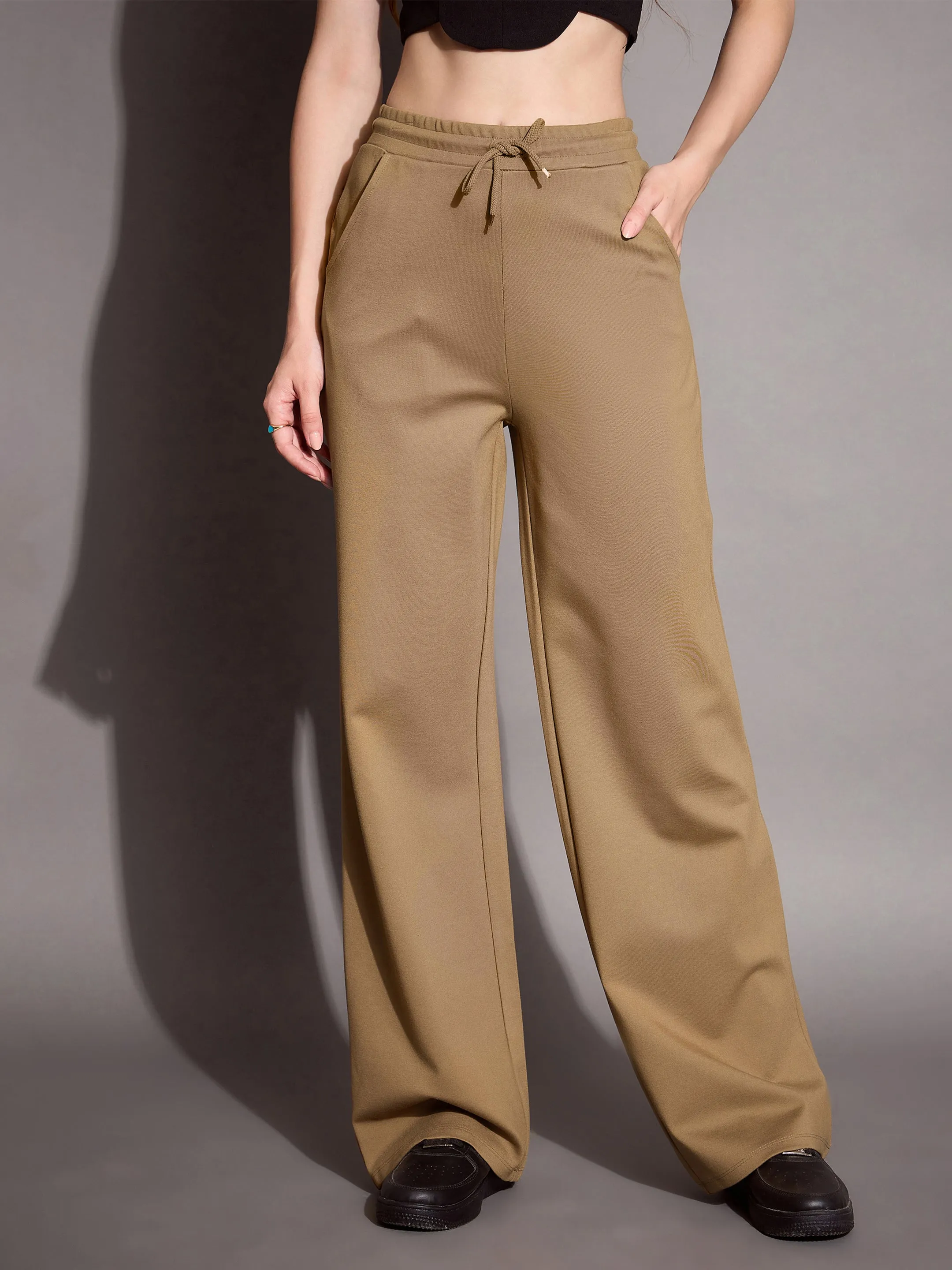 Women Brown Relaxed Fit Track Pants